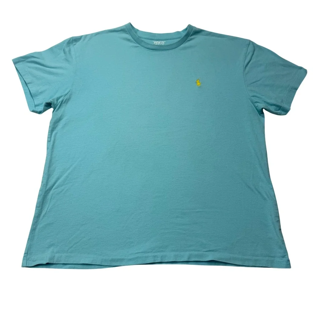 Polo Ralph Lauren T-Shirt Mens Large Turquoise Pony Logo Short Sleeve Cotton